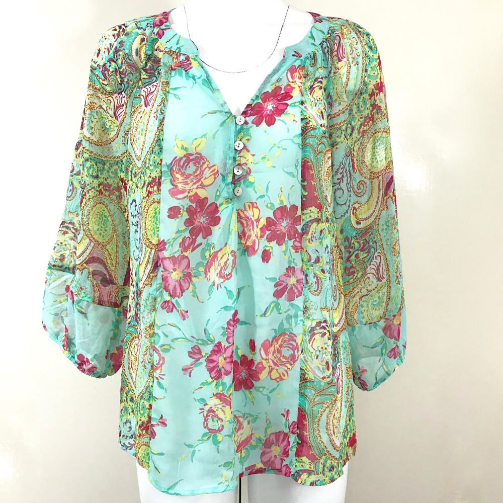 New Anthropologie fig & flower floral boho maternity top